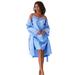 Plus Size Women's The Luxe Satin Short Peignoir Set by Amoureuse in French Blue (Size L) Pajamas