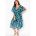 Plus Size Women's Ariana V-Neck Cover Up Caftan by Swimsuits For All in Island Breeze Tropical (Size 6/8)