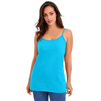 Plus Size Women's Stretch Cotton Cami by Jessica London in Ocean (Size 18/20) Straps