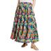 Plus Size Women's Tiered Midi Skirt by June+Vie in Multi Tropical Leaves (Size 10 W)