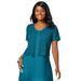 Plus Size Women's Crochet Shrug by Jessica London in Deep Teal (Size M)