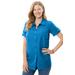 Plus Size Women's Short-Sleeve Button Down Seersucker Shirt by Woman Within in Vibrant Blue (Size 3X)