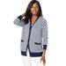 Plus Size Women's V-Neck Cardigan Sweater by Jessica London in Navy Houndstooth (Size S)