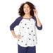 Plus Size Women's Three-Quarter Sleeve Baseball Tee by Woman Within in White Stars (Size 2X) Shirt