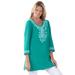 Plus Size Women's Embroidered Knit Tunic by Woman Within in Waterfall (Size 18/20)