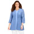 Plus Size Women's AnyWear Linen & Lace Cascade by Catherines in French Blue (Size 3X)