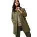 Plus Size Women's Long Denim Jacket by Jessica London in Dark Olive Green (Size 18 W) Tunic Length Jean Jacket