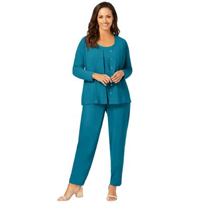 Plus Size Women's 4-Piece Stretch Knit Wardrober by The London Collection in Deep Teal (Size 26/28)