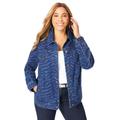 Plus Size Women's Classic Cotton Denim Jacket by Jessica London in Medium Stonewash Zebra (Size 34) 100% Cotton Jean Jacket