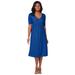 Plus Size Women's Stretch Knit Pleated Front Dress by Jessica London in Dark Sapphire (Size 22 W)