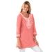Plus Size Women's Embroidered Knit Tunic by Woman Within in Sweet Coral (Size 34/36)