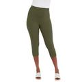 Plus Size Women's Everyday Stretch Cotton Capri Legging by Jessica London in Dark Olive Green (Size 34/36)