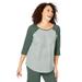 Plus Size Women's Three-Quarter Sleeve Baseball Tee by Woman Within in Pine Stripe (Size 2X) Shirt