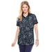 Plus Size Women's Perfect Printed Short-Sleeve Polo Shirt by Woman Within in Black Paisley (Size 6X)