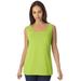 Plus Size Women's Stretch Cotton Horseshoe Neck Tank by Jessica London in Dark Lime (Size 14/16) Top Stretch Cotton