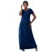 Plus Size Women's Stretch Cotton T-Shirt Maxi Dress by Jessica London in Dark Sapphire Cheetah Print (Size 28)