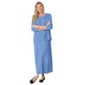 Plus Size Women's Lettuce Trim Knit Jacket Dress by Woman Within in French Blue (Size 26/28)