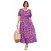 Plus Size Women's Printed Maxi Dress by Soft Focus in Raspberry Ditsy Floral (Size 20 W)