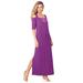 Plus Size Women's Ultrasmooth® Fabric Cold-Shoulder Maxi Dress by Roaman's in Purple Magenta (Size 14/16)