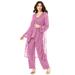 Plus Size Women's Three-Piece Beaded Pant Suit by Roaman's in Mauve Orchid (Size 22 W) Sheer Jacket Formal Evening Wear