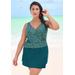 Plus Size Women's Mesh-Inset Wrap Swim Dress by Swim 365 in Mediterranean Foil Dots (Size 20)