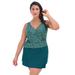 Plus Size Women's Mesh-Inset Wrap Swim Dress by Swim 365 in Mediterranean Foil Dots (Size 26)