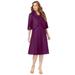 Plus Size Women's Fit-And-Flare Jacket Dress by Roaman's in Dark Berry (Size 30 W) Suit