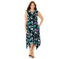 Plus Size Women's AnyWear Reversible Criss-Cross V-Neck Maxi Dress by Catherines in Black Leaf Floral (Size 3X)