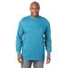 Men's Big & Tall Shrink-Less™ Lightweight Long-Sleeve Crewneck Pocket T-Shirt by KingSize in Heather Teal (Size 6XL)