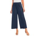 Plus Size Women's Stretch Knit Wide Leg Crop Pant by The London Collection in Navy (Size 18/20) Pants