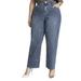 Plus Size Women's High Rise Loose Grommet Jean by ELOQUII in Medium Wash (Size 22)