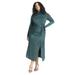 Plus Size Women's Funnel Neck Midi Dress by ELOQUII in Rainforest Green (Size 26)