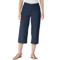 Plus Size Women's Perfect 5-Pocket Relaxed Capri With Back Elastic by Woman Within in Navy (Size 12 W)