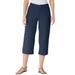 Plus Size Women's Perfect 5-Pocket Relaxed Capri With Back Elastic by Woman Within in Navy (Size 28 W)