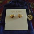 Tory Burch Jewelry | New Vintage Tory Burch Gold Heart Hammered Earrings | Color: Gold | Size: Os