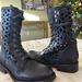 Free People Shoes | Free People Flower Power Cut Out Floral Combat Lace Up Boots Size 38.5 (8) | Color: Black | Size: 8