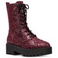 Michael Kors Shoes | Michael Kors Bryce Combat Boots Women's Lace Up Lug Sole Dark Berry Size 5.5 M | Color: Black/Red | Size: 5.5