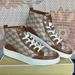 Michael Kors Shoes | Michael Kors Shea Mid High Top Mk Outline Jqd 49s3shfesy Womens Lt Crm Multi | Color: Cream/Tan | Size: 10