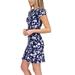 Michael Kors Dresses | Michael Kors Mk Ikat Poppy Flounce Navy Blue Print Dress Size Xs | Color: Blue/White | Size: Xs