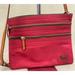 Dooney & Bourke Bags | Dooney & Bourke Red Triple Zipper Brown Strap Square Nylon Crossbody Bag Purse | Color: Red | Size: Os