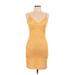 Shein Casual Dress - Bodycon Plunge Sleeveless: Yellow Dresses - Women's Size Large