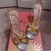 Gucci Shoes | Authentic Gucci Metallic Leather Crossed Bow Sandals Silver Gold 37,5 7,5 New | Color: Gold/Silver | Size: 7.5