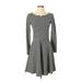 Gap Casual Dress - A-Line Scoop Neck Long sleeves: Gray Color Block Dresses - Women's Size 0