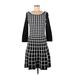 Lauren by Ralph Lauren Casual Dress - A-Line Boatneck 3/4 sleeves: Black Color Block Dresses - Women's Size Medium