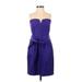 J.Crew Cocktail Dress - Bridesmaid Strapless Sleeveless: Purple Print Dresses - Women's Size 00