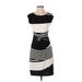 Bisou Bisou Casual Dress - Sheath Scoop Neck Sleeveless: Black Color Block Dresses - Women's Size 4