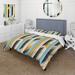 Designart "Urban Chic Striped Pattern II" Blue Modern Bedding Set With Shams