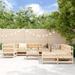 vidaXL 10 Piece Patio Lounge Set with Cushions Solid Wood - 24.4" x 24.4" x 27.8"
