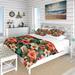 Designart "Tropic Coral Tropical Pattern II" Green Floral Bedding Cover Set With 2 Shams