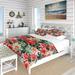 Designart "Tropic Coral Tropical Pattern" Green Floral Bedding Cover Set With 2 Shams